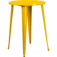 Flash Furniture CH-51090-40-YL-GG 30'' Round Metal Indoor-Outdoor Bar Height Table in Yellow